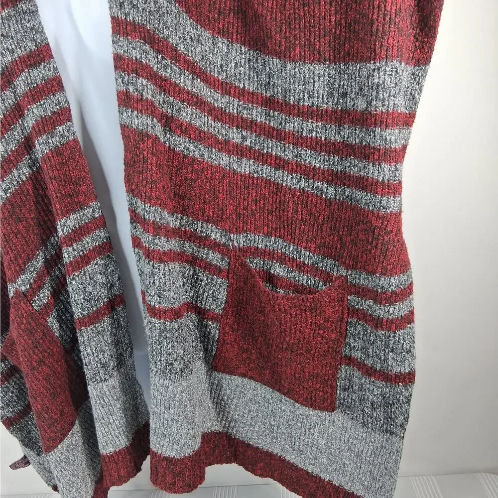 Gena Accessories Cardigan Sweater Wrap‎ Shawl Women's One Size Red Gray Pockets